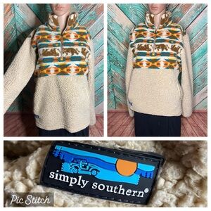 Simply Southern Bear Sherpa Zip Up Pullover